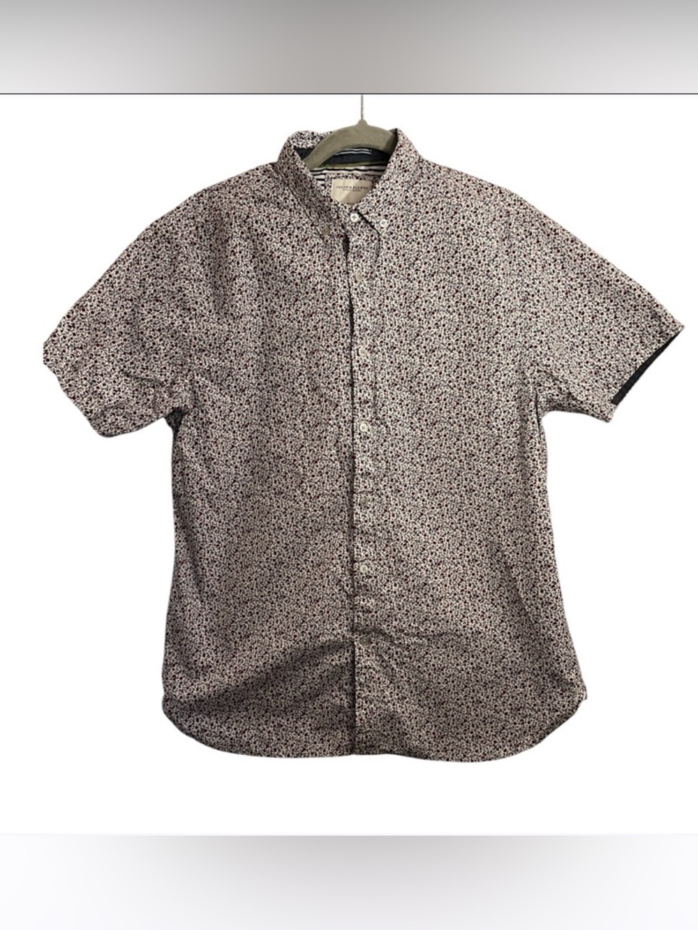 Denim & Flower Ricky Singh 100% Cotton Short Sleeve Buttondown Floral Microprint